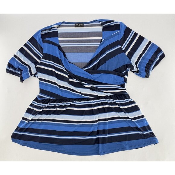 Lane Bryant Plus Size Illusion Collection Striped Liquid Knit Wrap Top Sz 22/24 - Picture 1 of 9